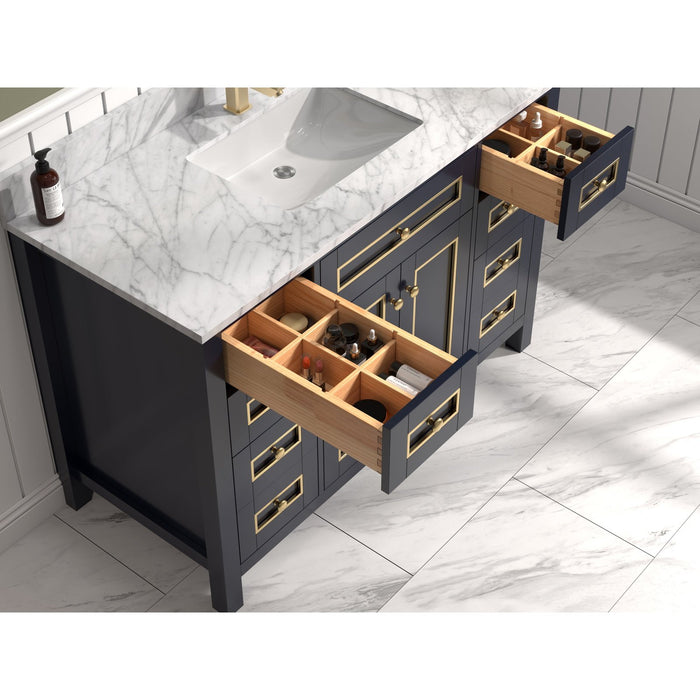 Legion Furniture 48" Blue Finish Sink Vanity Cabinet With Carrara White Top WV2248-B