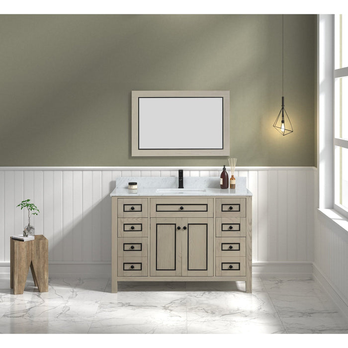 Legion Furniture 48" Light Oak Finish Sink Vanity Cabinet With Carrara White Top WV2248-O