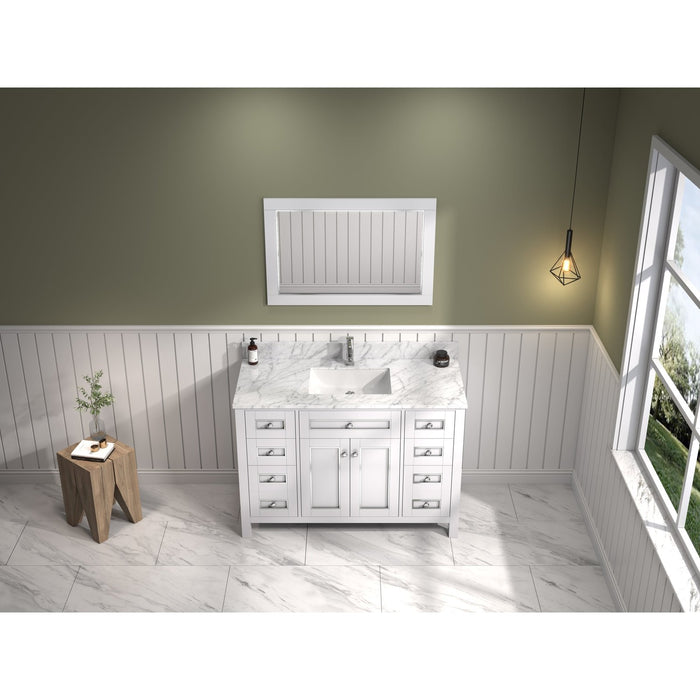 Legion Furniture 48" White Finish Sink Vanity Cabinet With Carrara White Top WV2248-W
