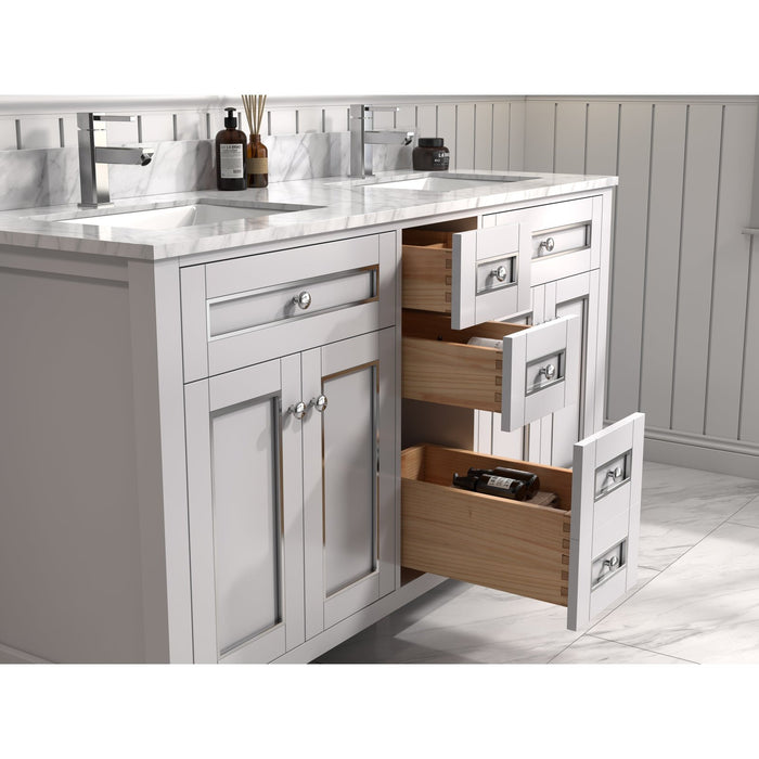 Legion Furniture 60" White Finish Sink Vanity Cabinet With Carrara White Top WV2260-W