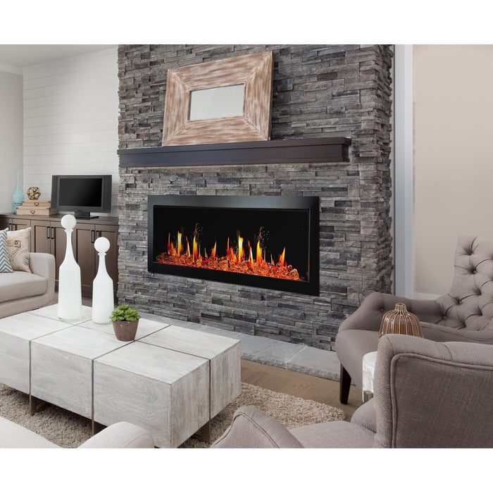 Latitude II 48" Smart Wall Mount Electric Fireplace with Reflective Amber Glass - ZEF48XA
