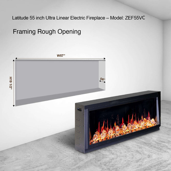 Latitude 55" Smart Electric Fireplace with Diamond-like Crystal - ZEF55VC