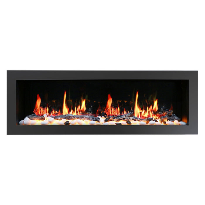 Litedeer Homes Gloria II 48" Smart Wall Mounted Electric Fireplace with App Driftwood Log & River Rock Silver