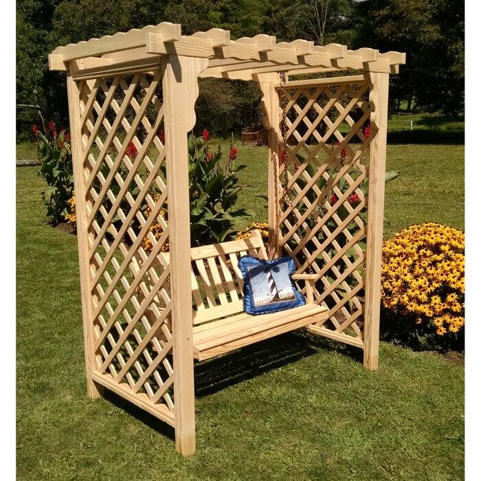 A & L Furniture Amish Handcrafted Pine Covington Arbor & Swing