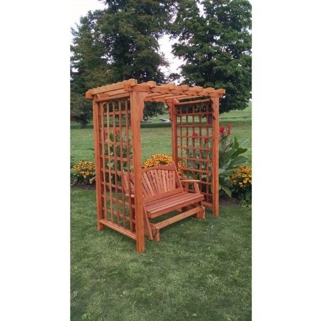 A & L Furniture Amish Handcrafted Pine Lexington Arbor w/ Deck & Glider