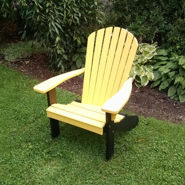 A & L Furniture Poly Fanback Adirondack Chair w/Black Frame