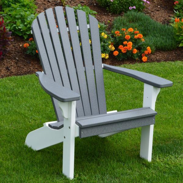 A & L Furniture Poly Fanback Adirondack Chair w/ White Frame