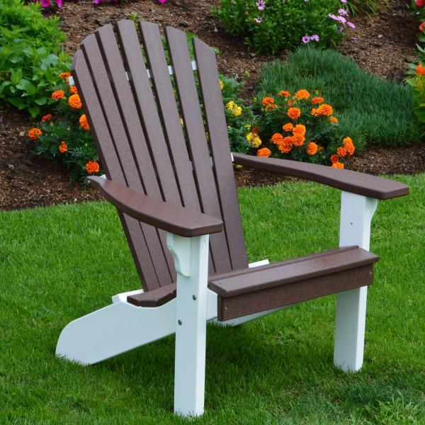 A & L Furniture Poly Fanback Adirondack Chair w/ White Frame