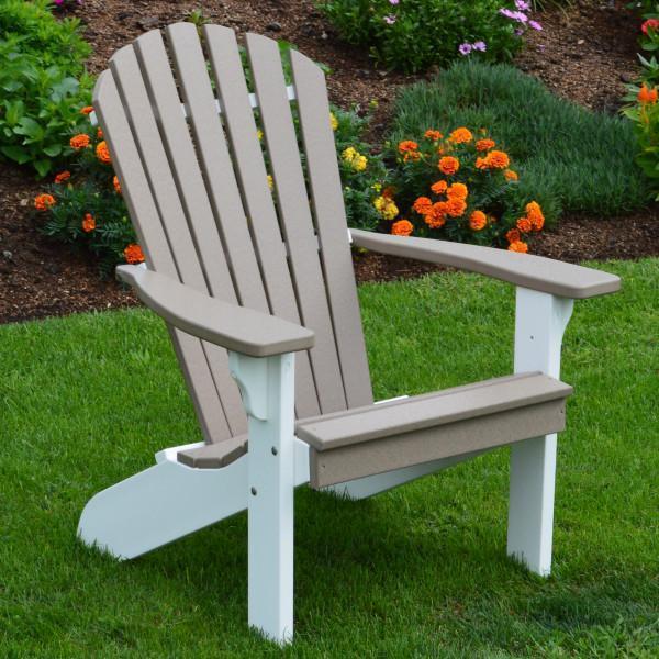 A & L Furniture Poly Fanback Adirondack Chair w/ White Frame