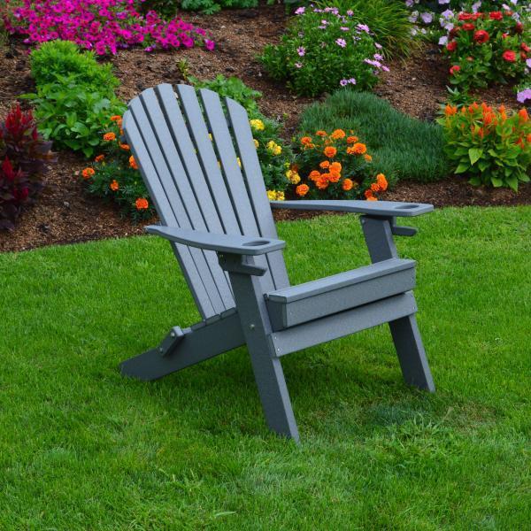 A & L Furniture Poly Folding Adirondack Chair w/2 Cupholders