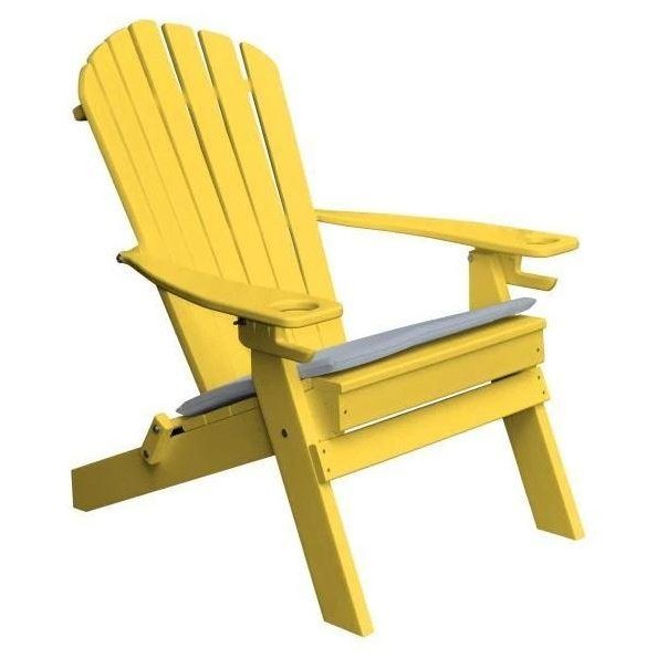 A & L Furniture Poly Folding Adirondack Chair w/2 Cupholders