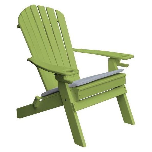 A & L Furniture Poly Folding Adirondack Chair w/2 Cupholders