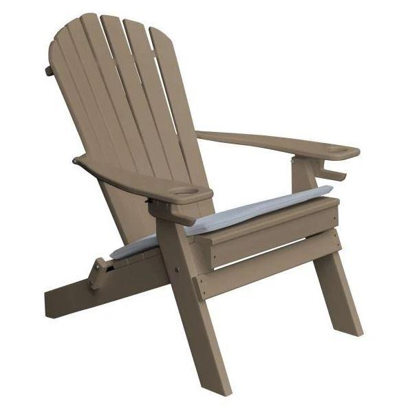 A & L Furniture Poly Folding Adirondack Chair w/2 Cupholders