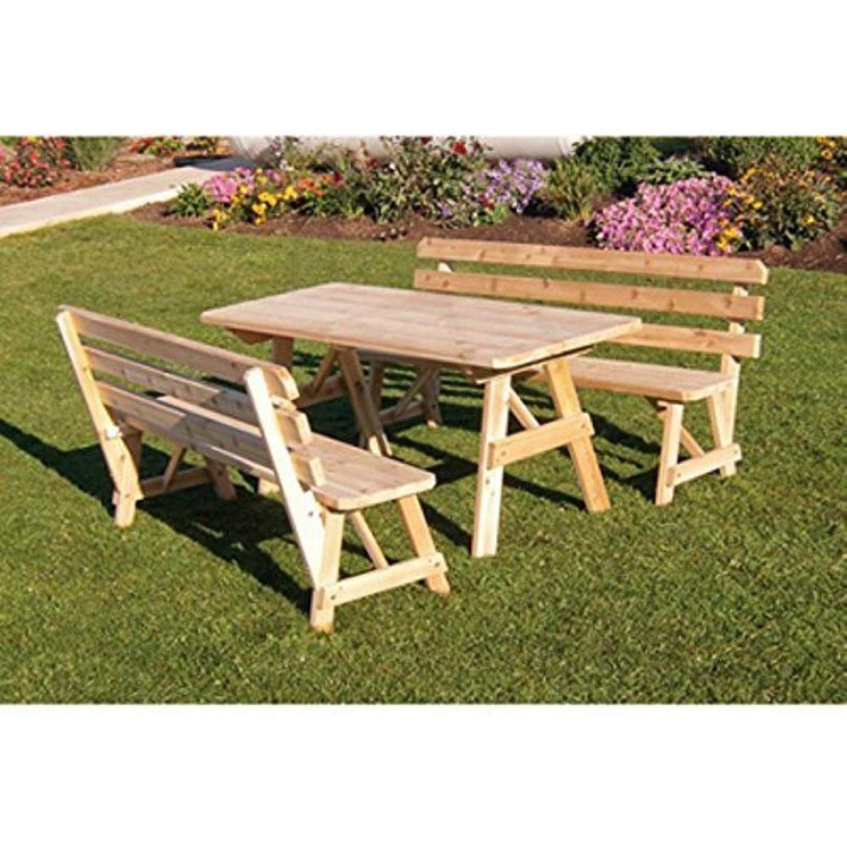 A & L Furniture Table w/2 Backed Benches Black - Specify for FREE 2