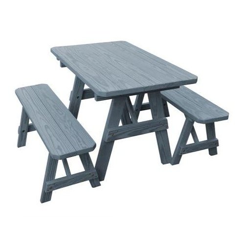 A & L Furniture Traditional Table w/2 Benches - Specify for FREE 2" Umbrella Hole