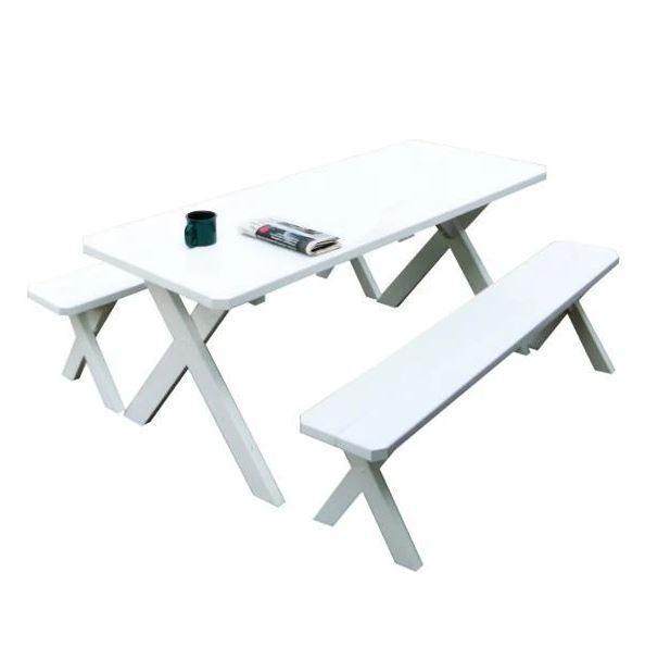 A & L Furniture Yellow Pine Cross-leg Table Only Unfinished