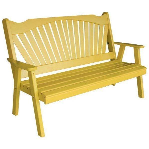 A & L Furniture Yellow Pine Fanback Garden Bench