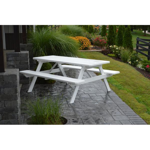 A & L Furniture Yellow Pine Picnic Table With Attached Benches Black