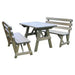 A & L Furniture Yellow Pine Table w/2 Backed Benches Unfinished