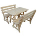 A & L Furniture Yellow Pine Table w/2 Backed Benches Unfinished