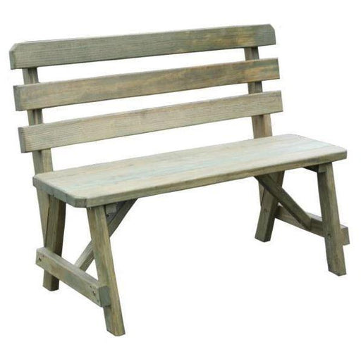 A & L Furniture Yellow Pine Traditional Backed Bench Only