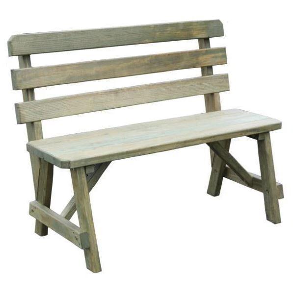 A & L Furniture Yellow Pine Traditional Backed Bench Only