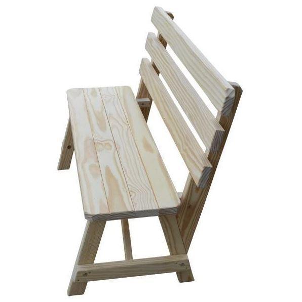 A & L Furniture Yellow Pine Traditional Backed Bench Only