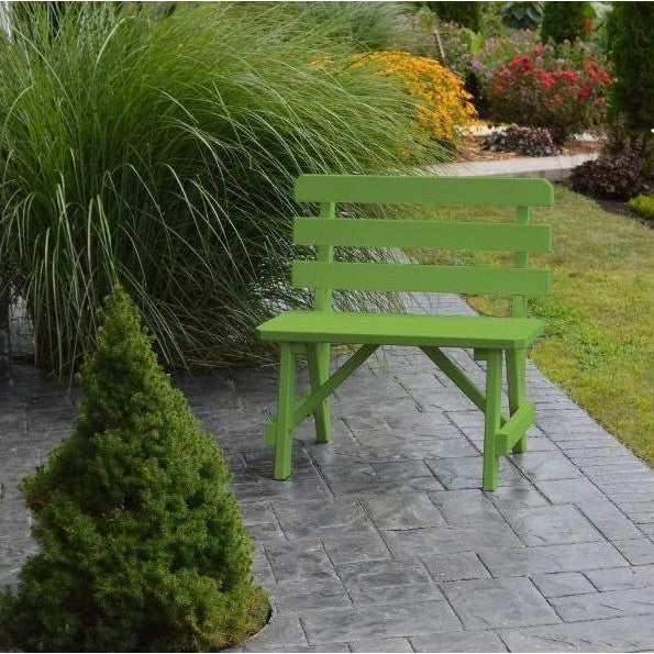 A & L Furniture Yellow Pine Traditional Backed Bench Only