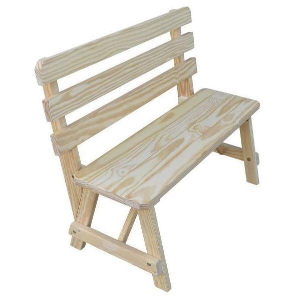 A & L Furniture Yellow Pine Traditional Backed Bench Only