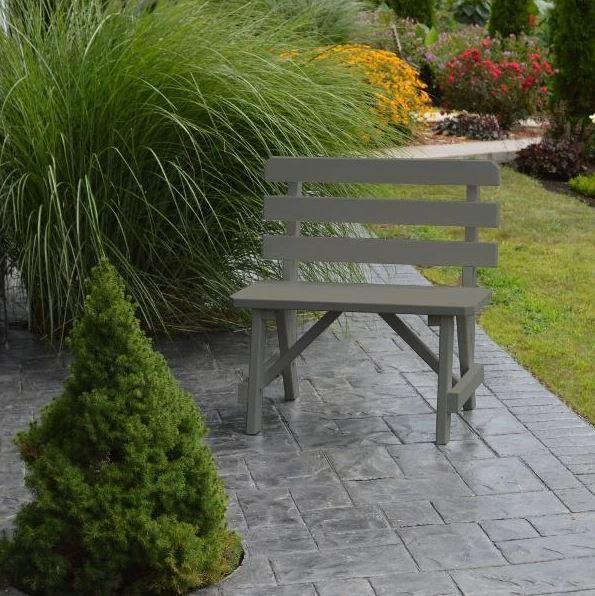 A & L Furniture Yellow Pine Traditional Backed Bench Only