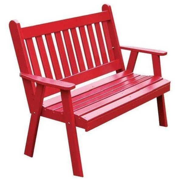 A & L Furniture Yellow Pine Traditional English Garden Bench
