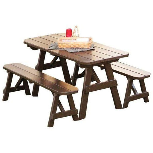 A & L Furniture Yellow Pine Traditional Table w/2 Benches Unfinished