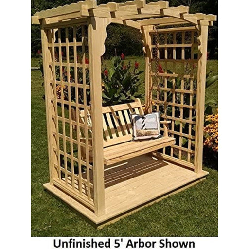 Amish Handcrafted Cedar Wood Cambridge Arbor w/ Deck & Swing