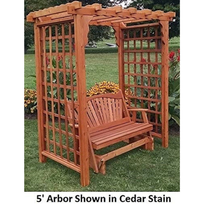 Amish Handcrafted Cedar Wood Lexington Arbor w/ Deck & Glider