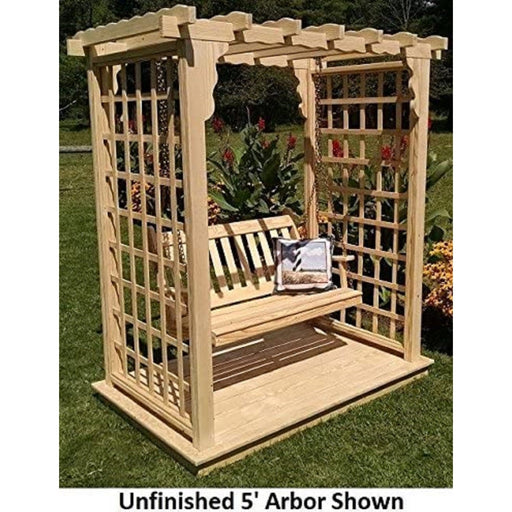 Amish Handcrafted Cedar Wood Lexington Arbor w/ Deck & Swing