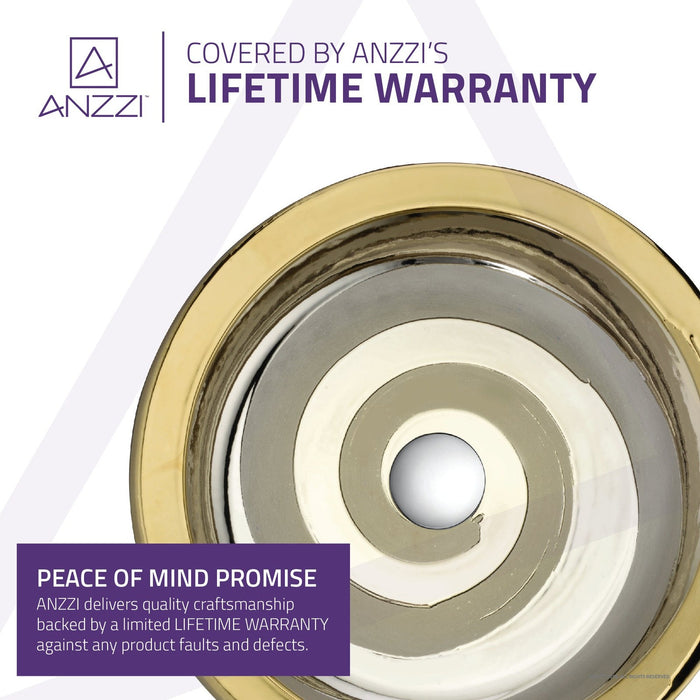 ANZZI Levi Series 17" x 17" Deco-Glass Round Vessel Sink with Polished Chrome Pop-Up Drain
