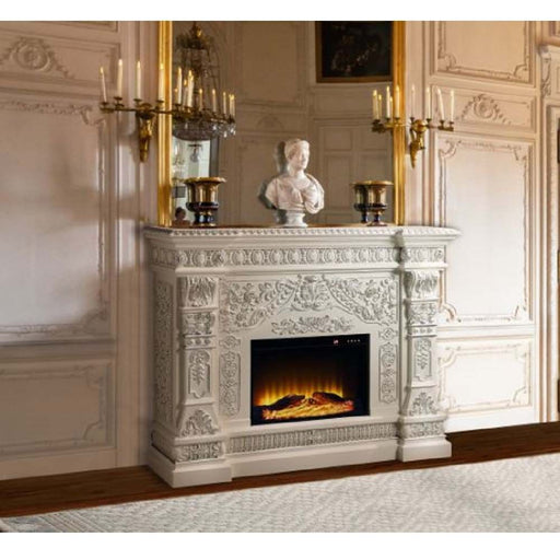 Acme Furniture Vanaheim Fireplace in Antique White Finish AC01617