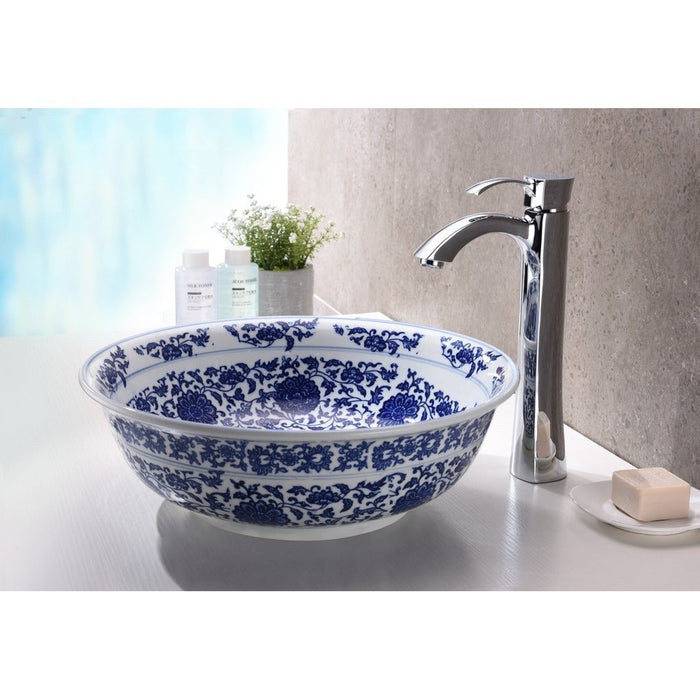 ANZZI Cadence Series 16" x 16" Deco-Glass Round Vessel Sink with Polished Chrome Pop-Up Drain