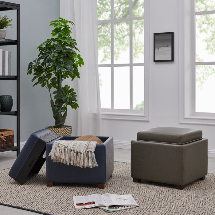 New Pacific Direct Cameron Square Bonded Leather Storage Ottoman 113042B-V05