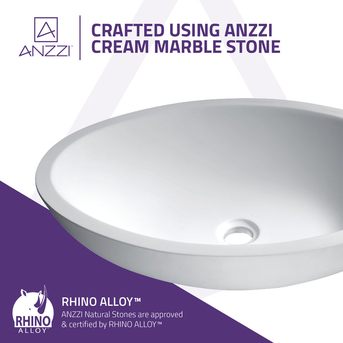 ANZZI Mayorba Series 23" x 16" Oval Shape Vessel Sink in Matte White Finish LS-AZ8242