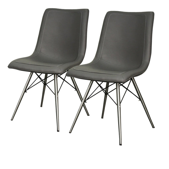 New Pacific Direct Blaine PU Chair Stainless Steel Legs, Set of 2 568236P-SG-SS