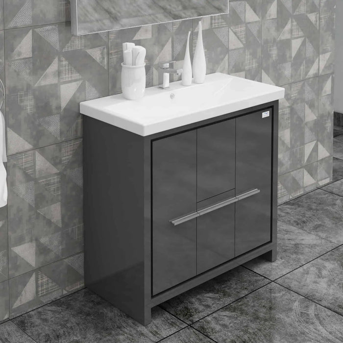 Casa Mare Alessio 32" Bathroom Vanity and Ceramic Sink Combo with LED Mirror