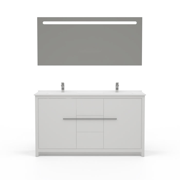 Casa Mare Alessio 60" Bathroom Vanity and Ceramic Sink Combo with LED Mirror