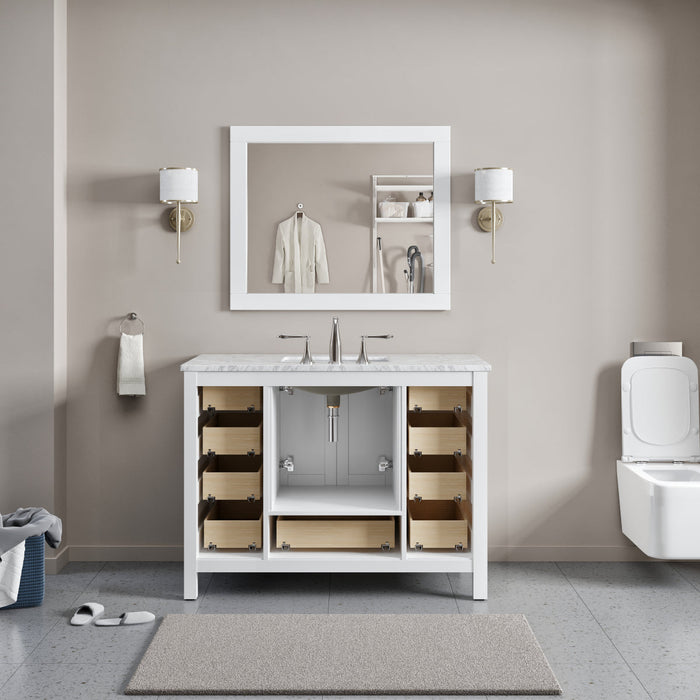 Eviva Aberdeen 42" Transitional Bathroom Vanity in Espresso, Gray or White Finish with White Carrara Marble Countertop and Undermount Porcelain Sink