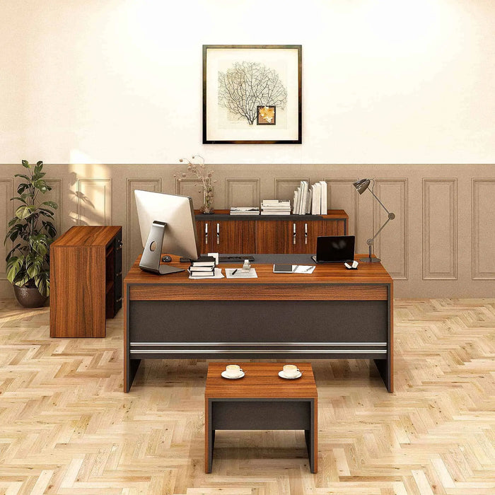 Casa Mare ARYA 71″ Modern Home & Office Furniture Desk Rustic Brown & Black