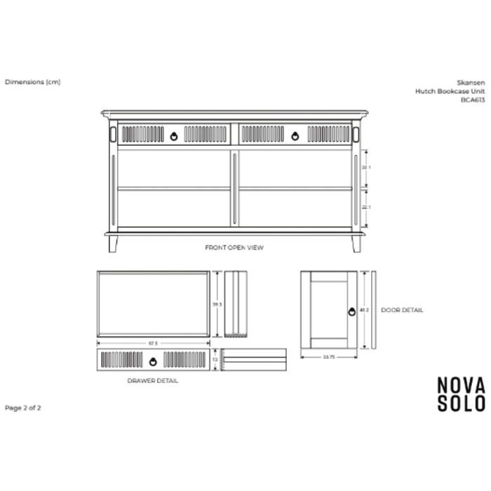 NovaSolo Skansen Hutch Bookcase Unit in Classic White BCA613