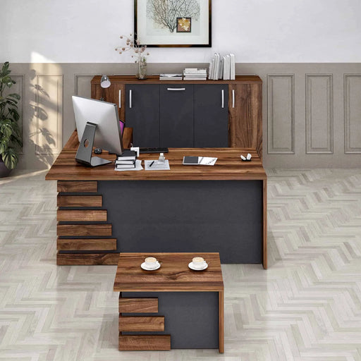 Casa Mare ATLAS 79″ Modern Home & Office Furniture Desk Brown & Black