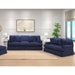 Sunset Trading Horizon 2 Piece Slipcovered Living Room Set | Sofa Loveseat | Washable Stain Resistant Navy Blue Performance Fabric | Dog Cat Pet and Kid Friendly Furniture SU-1176-49-0010