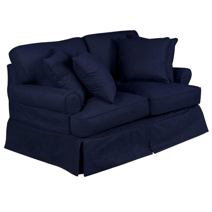 Sunset Trading Horizon 2 Piece Slipcovered Living Room Set | Sofa Loveseat | Washable Stain Resistant Navy Blue Performance Fabric | Dog Cat Pet and Kid Friendly Furniture SU-1176-49-0010
