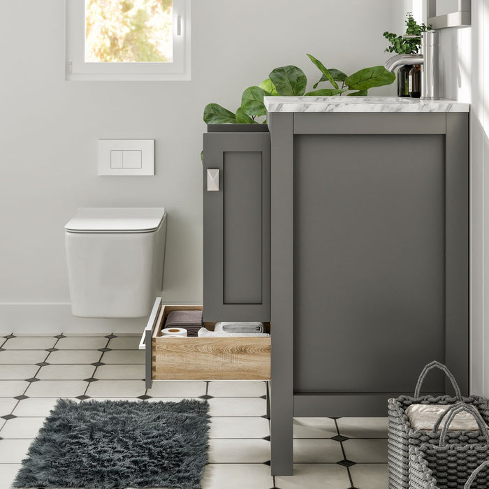 Eviva London 20" x 18" Transitional Bathroom Vanity in Espresso, Gray or White Finish with White Carrara Marble Countertop and Undermount Porcelain Sink